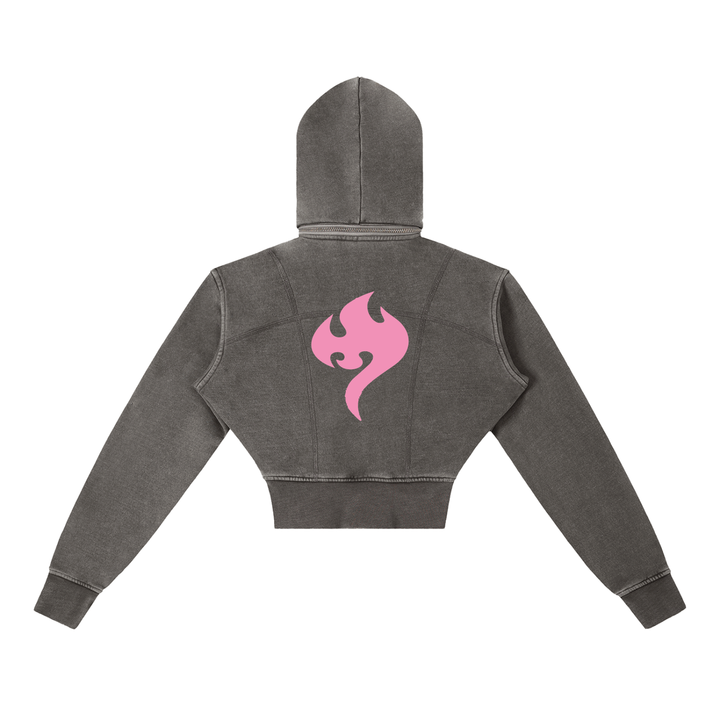 Pink Vintage Washed Cropped Fleece Hoodie