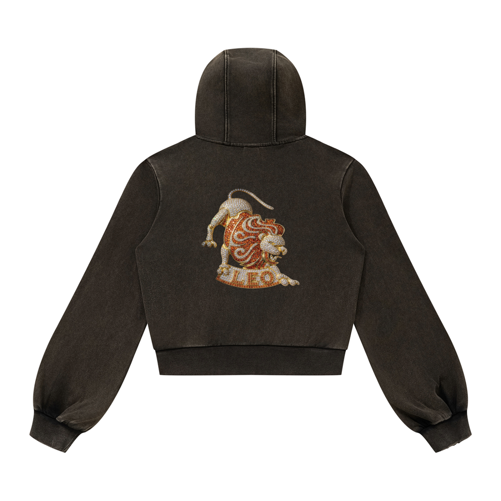 Leo Vintage Wash Full Zip Hoodie