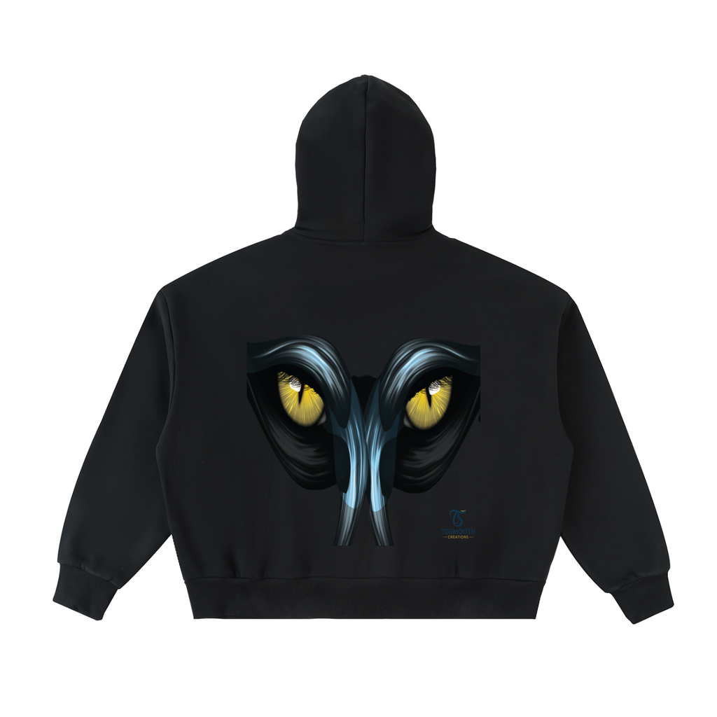 Tosmooth Creations Black/Yellow Fleeced Full-Zip Boxy Hoodie