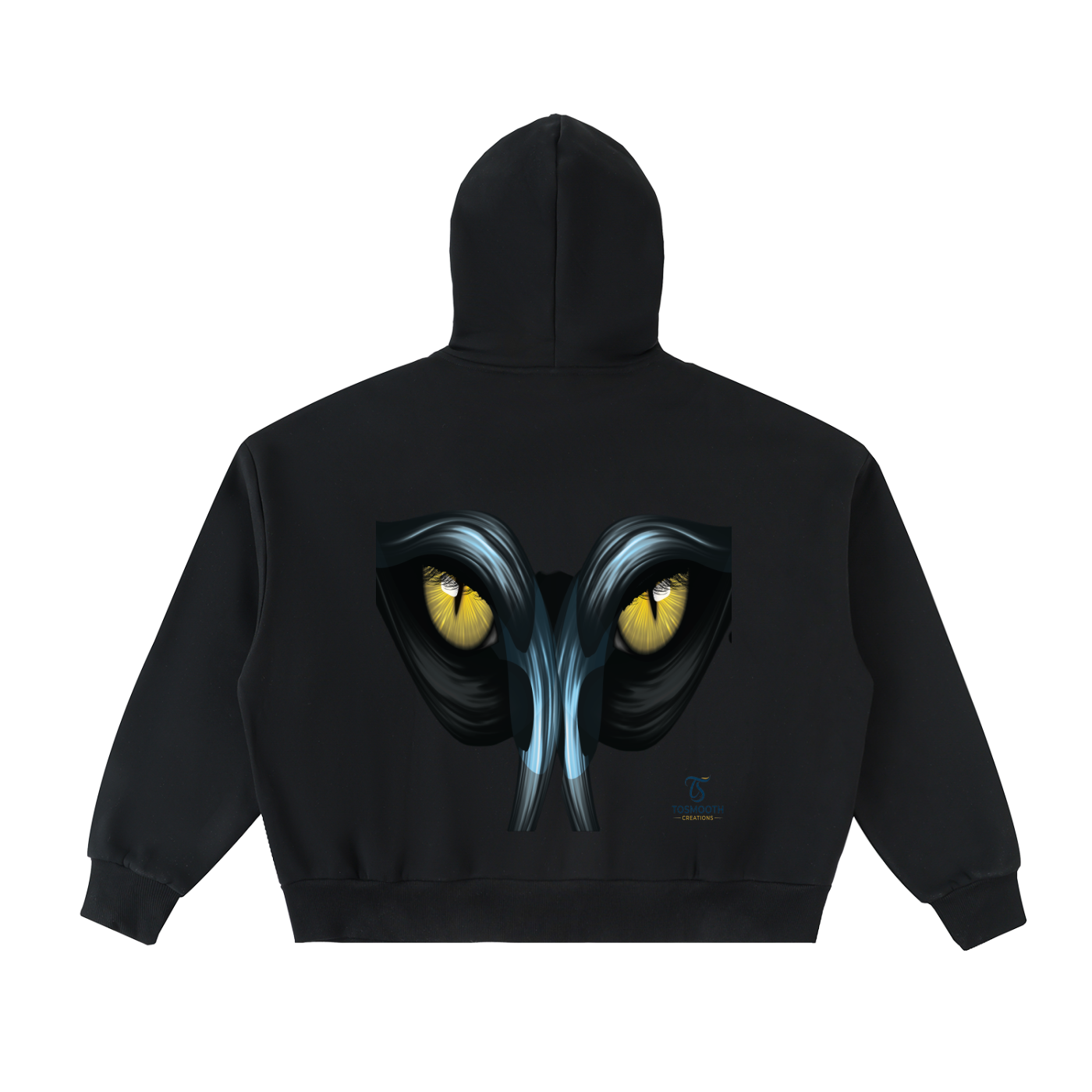 Tosmooth Creations Black/Yellow Fleeced Full-Zip Boxy Hoodie