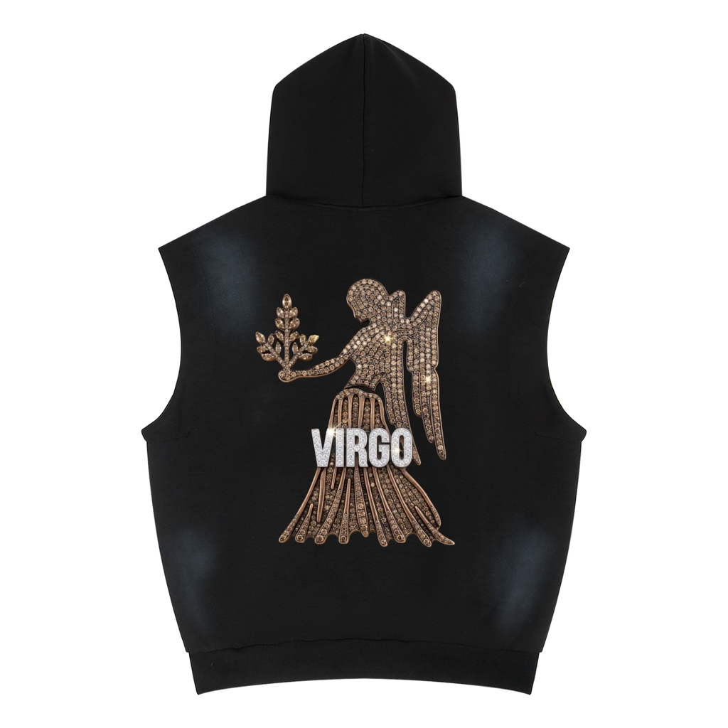 Virgo Unisex Vintage Wash Sun Fade Sleeveless Hoodie