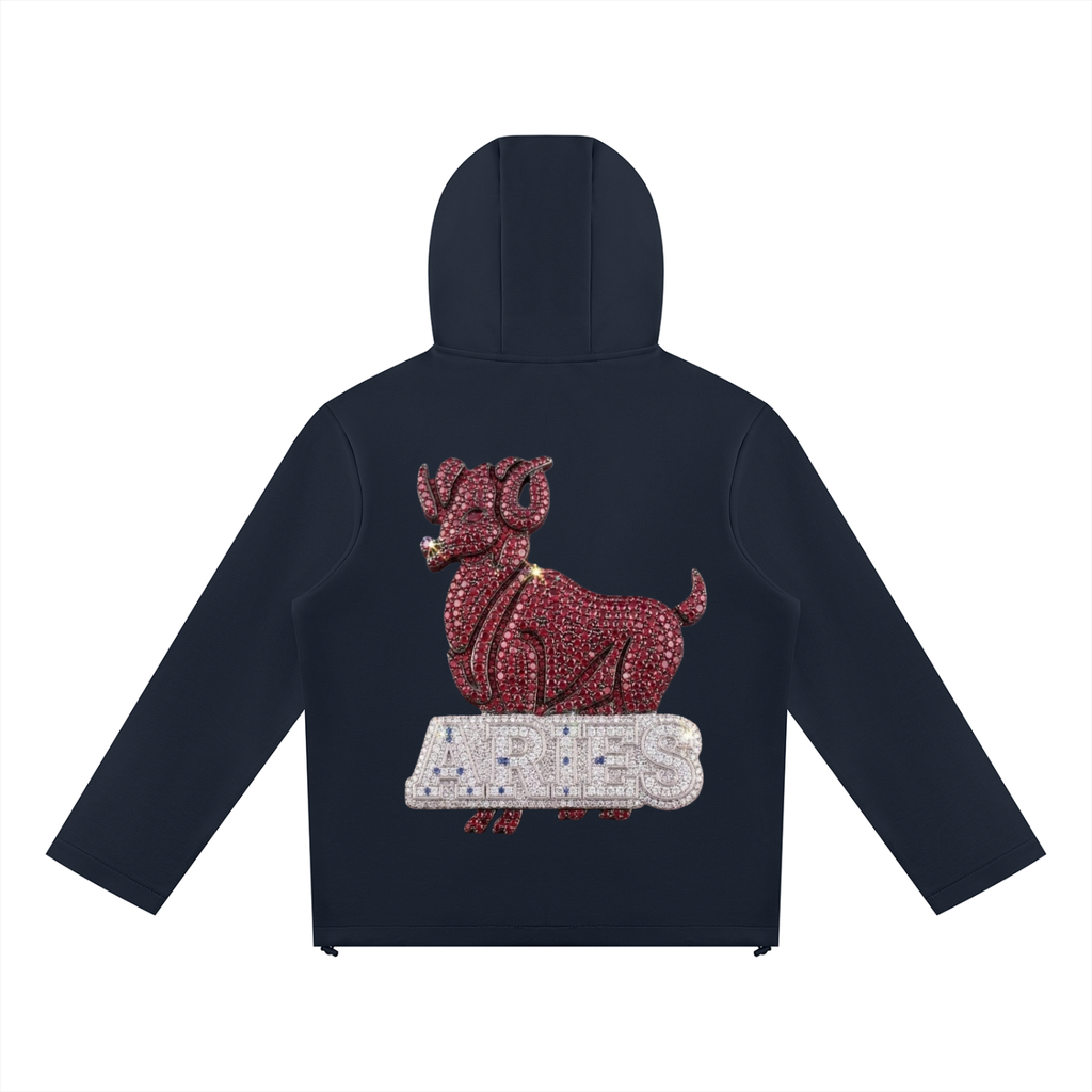 Aries Unisex Paneled Full Zip Hoodie