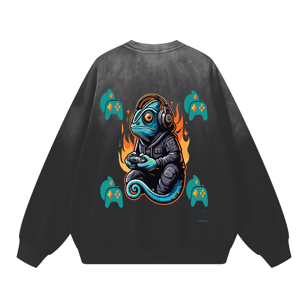 Gaming Lizard Sunfade Drop-Shoulder Cotton Sweatshirt
