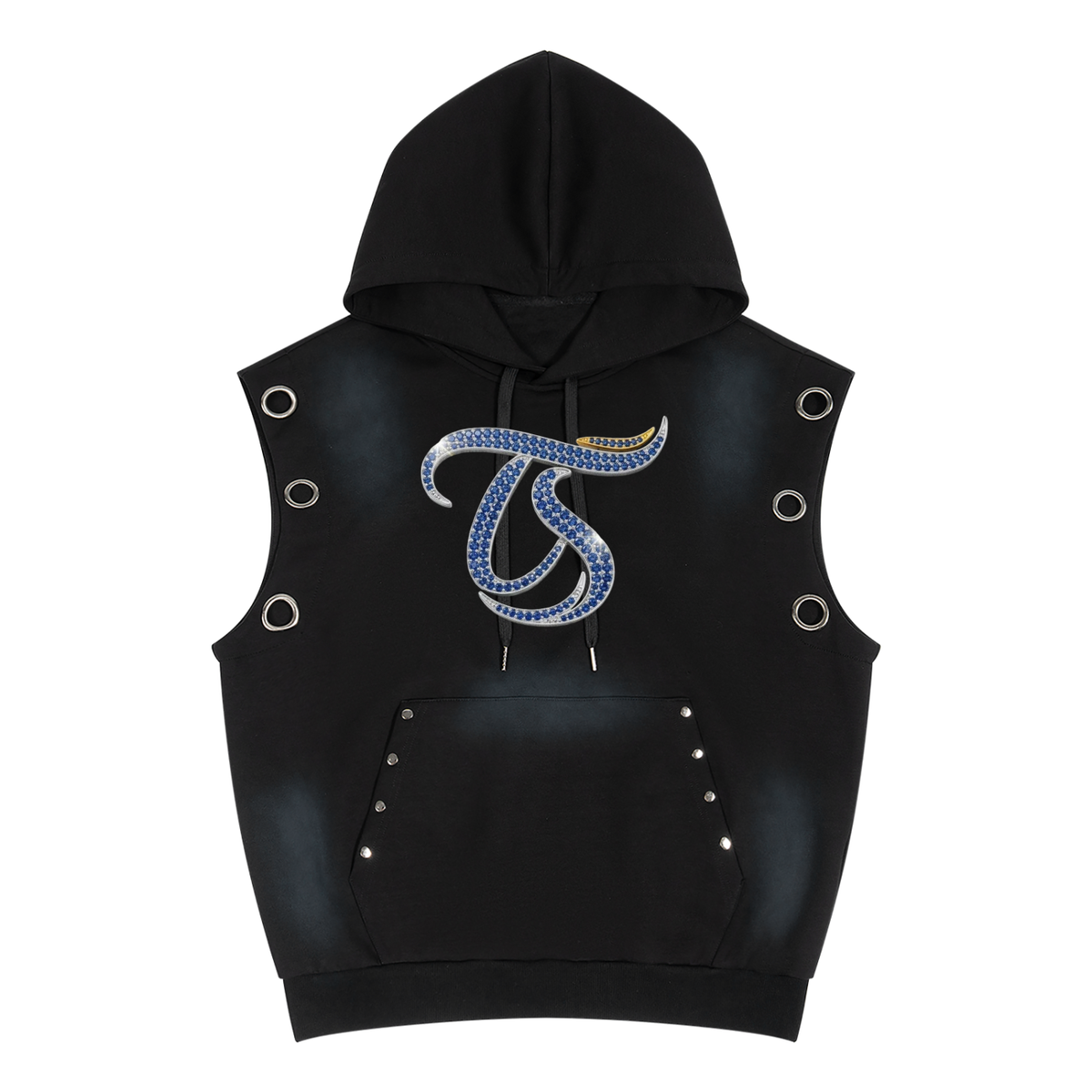 Aquarius Unisex Vintage Wash Sun Fade Sleeveless Hoodie