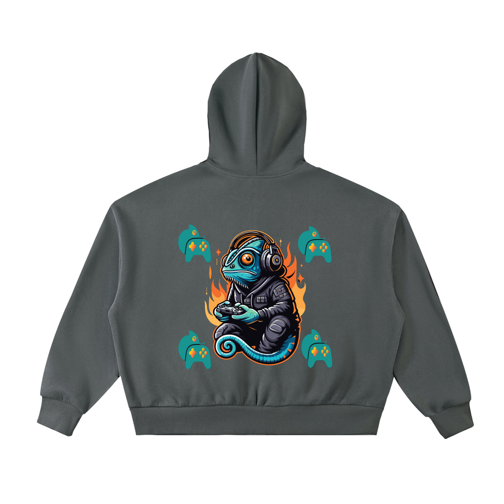 Fleeced Full-Zip Boxy Hoodie