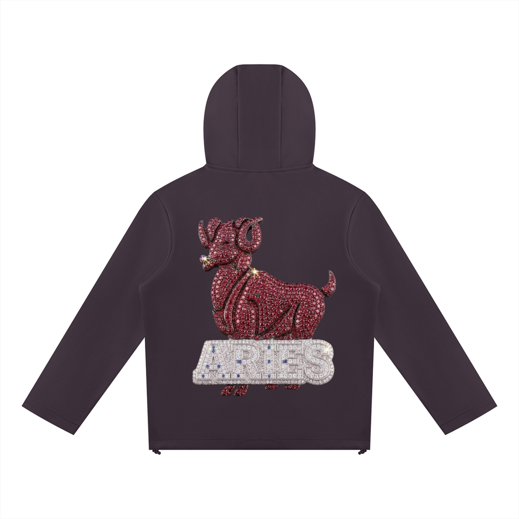 Aries Unisex Paneled Full Zip Hoodie