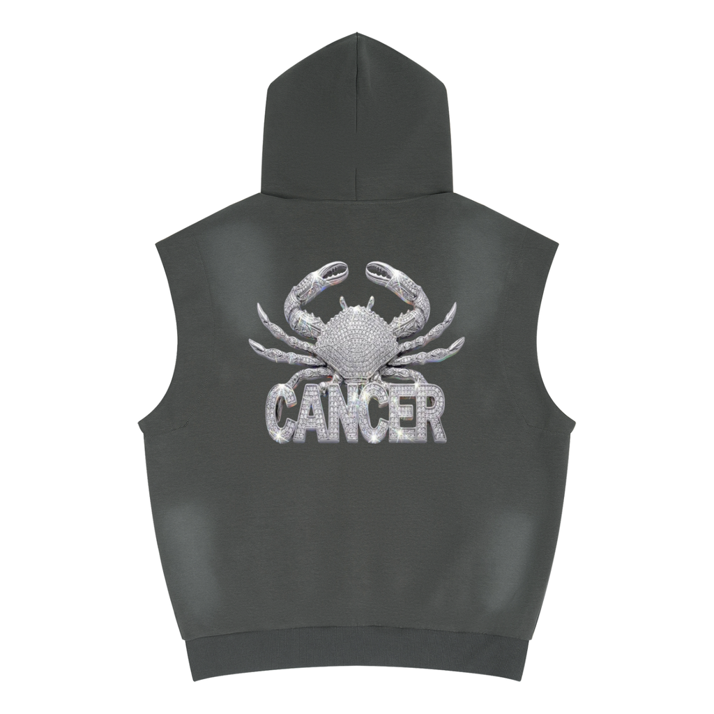 Cancer Unisex Vintage Wash Sun Fade Sleeveless Hoodie