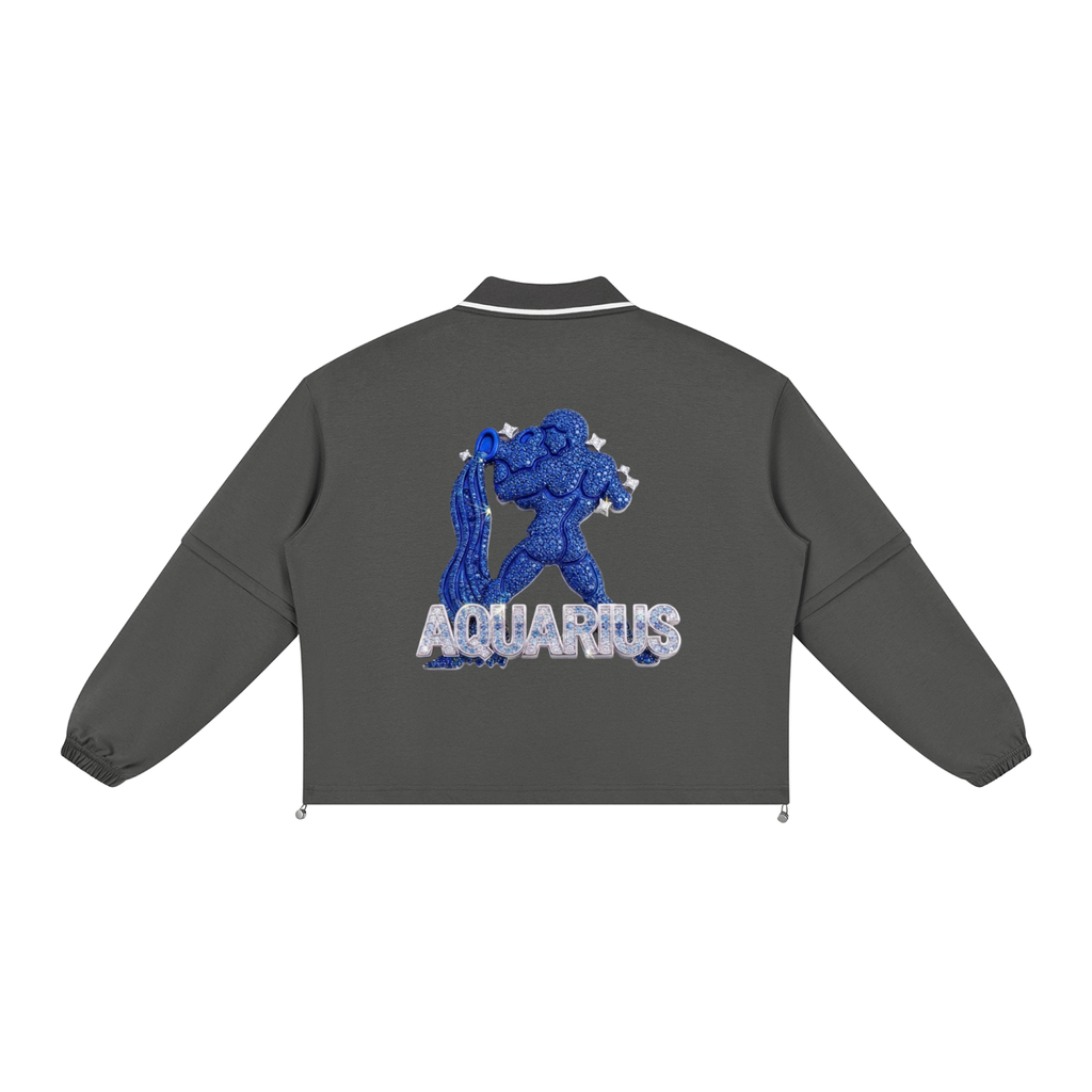 Aquarius Unisex Boxy Collared Detachable Sweatshirt