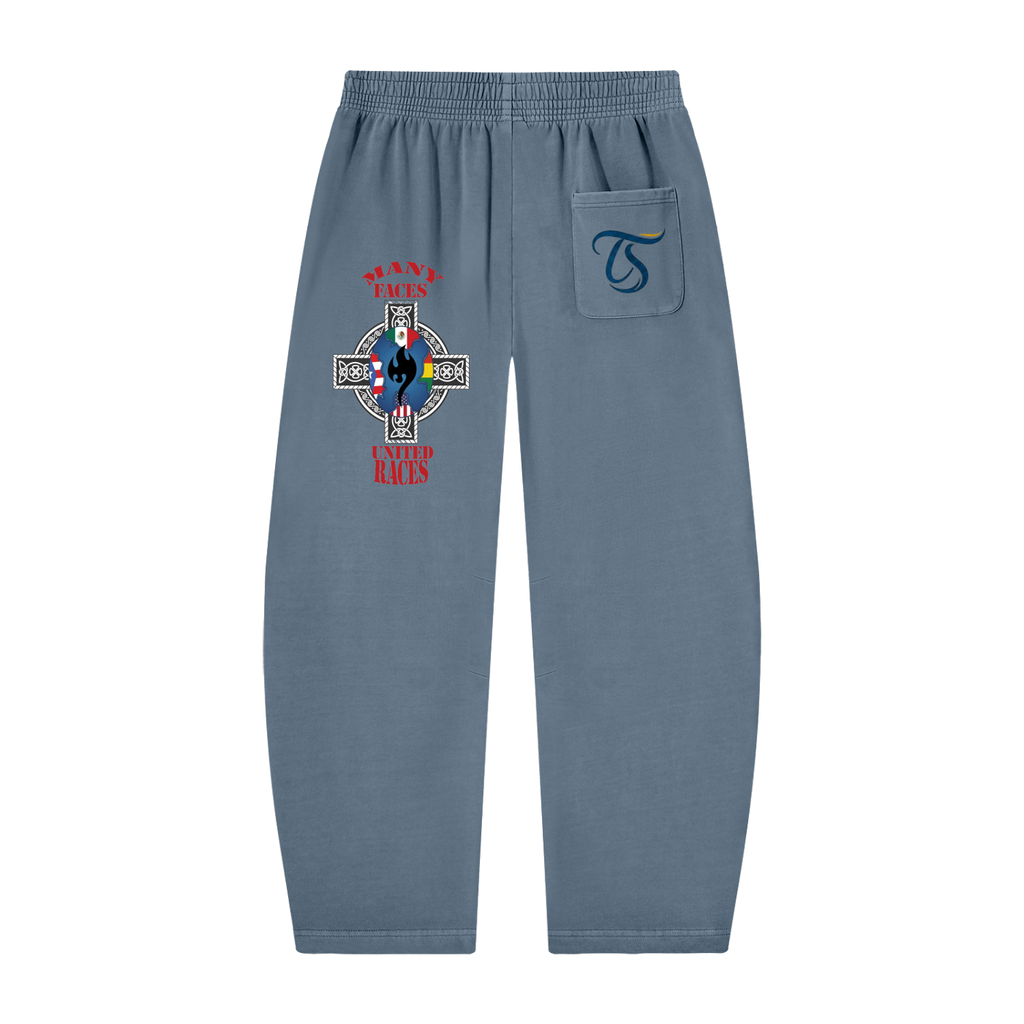 Unisex Vintage Washed Barrel Leg Sweatpants