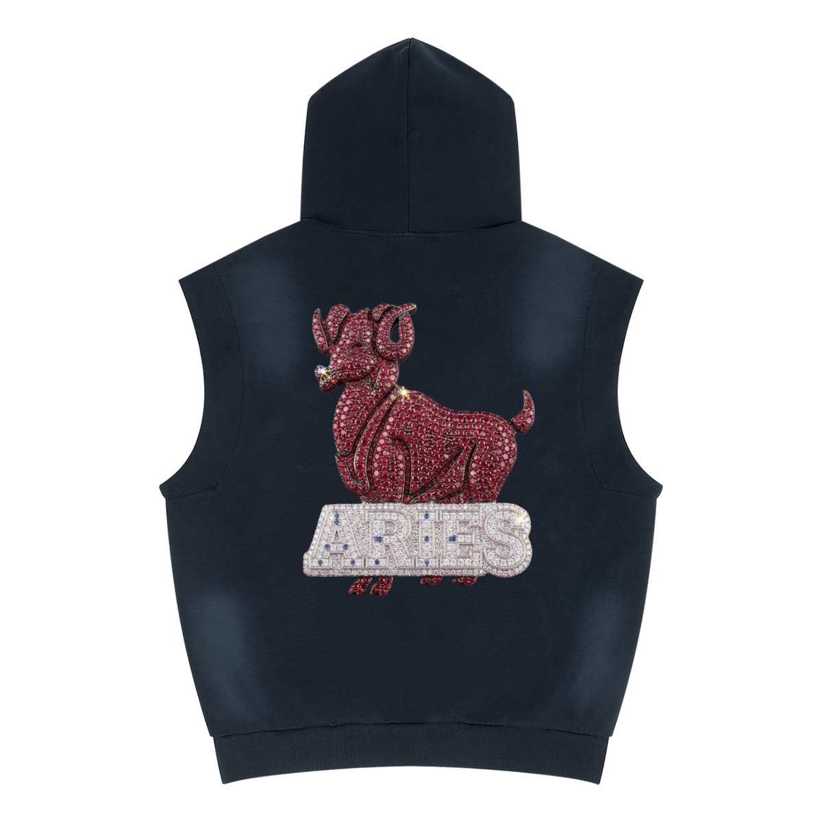 Aries Unisex Vintage Wash Sun Fade Sleeveless Hoodie