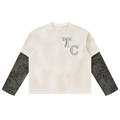The Crew Unisex Vintage Wash Leopard Paneled Layer T-Shirt