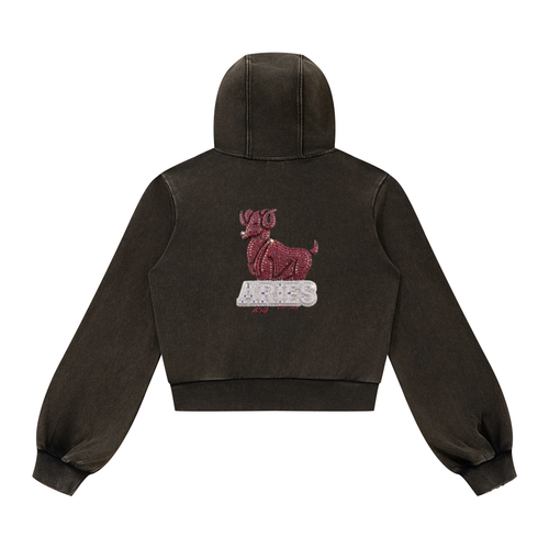 Aries Vintage Wash Full Zip Hoodie