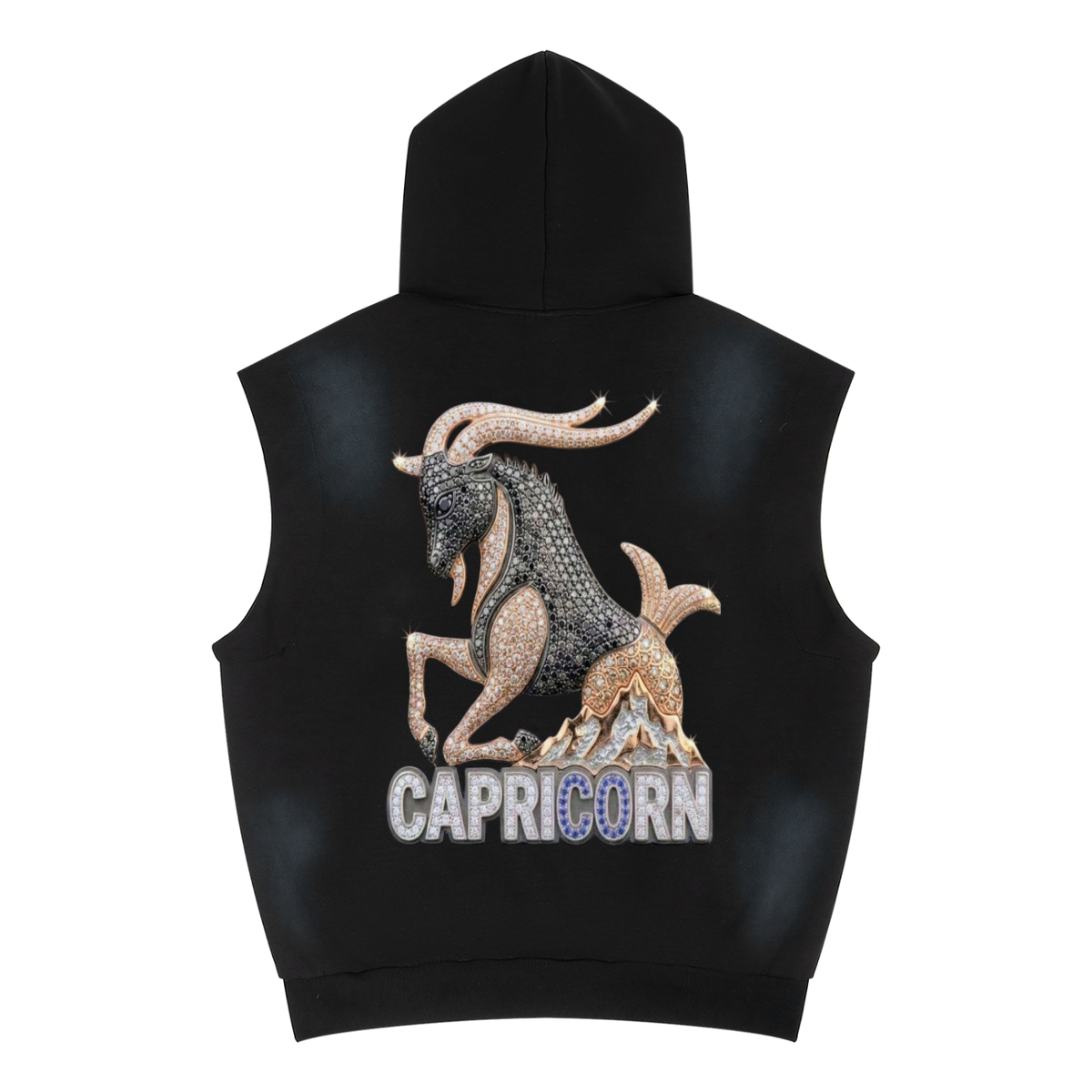 Capricorn Unisex Vintage Wash Sun Fade Sleeveless Hoodie