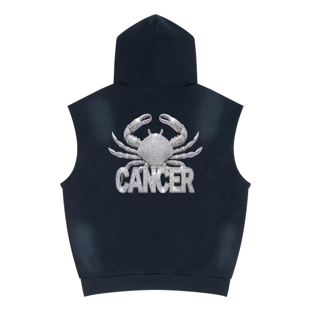 Cancer Unisex Vintage Wash Sun Fade Sleeveless Hoodie