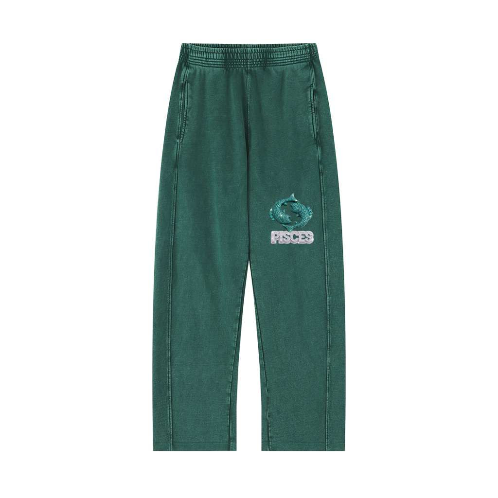 Pisces Unisex Mineral Wash Straight Sweatpants