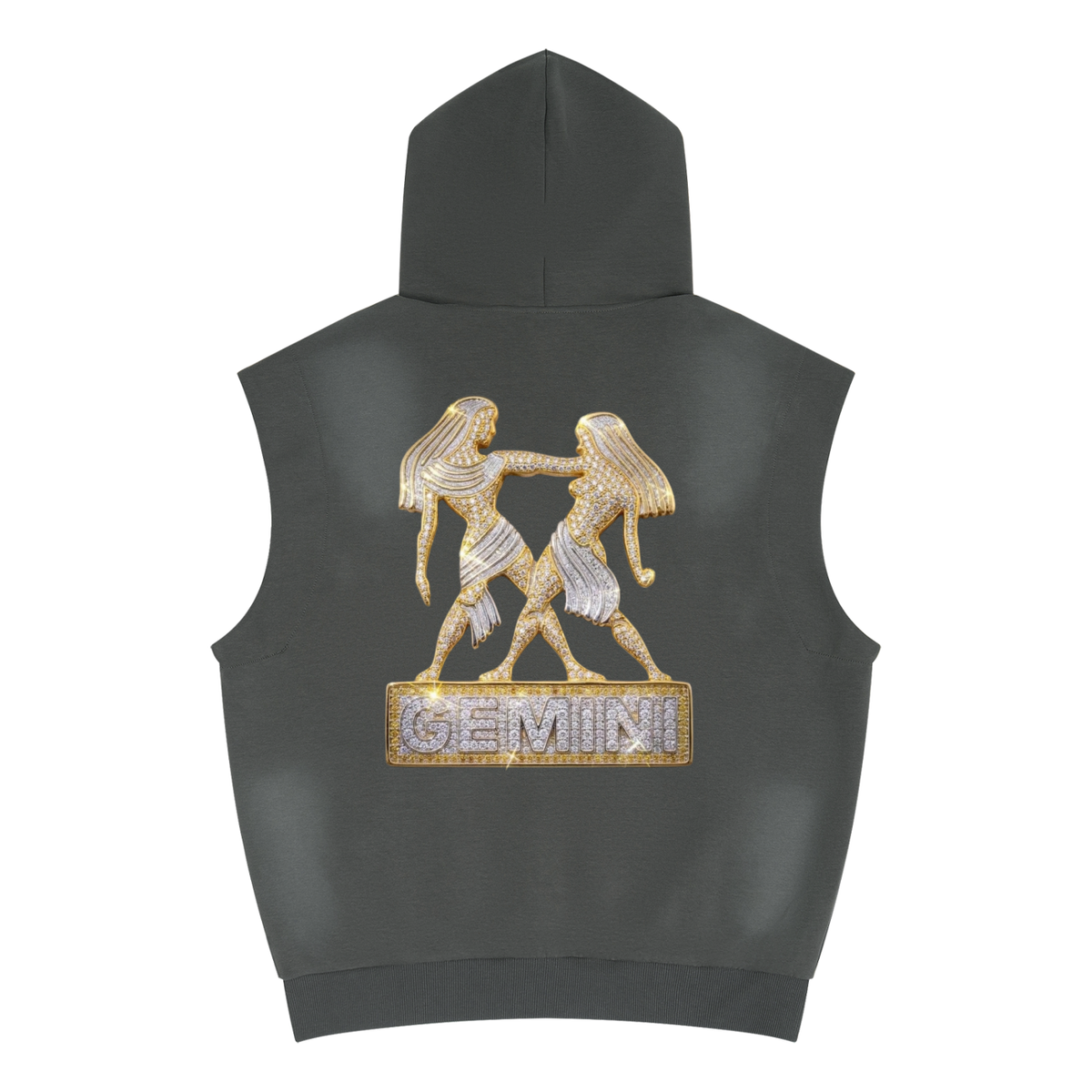 Gemini Unisex Vintage Wash Sun Fade Sleeveless Hoodie