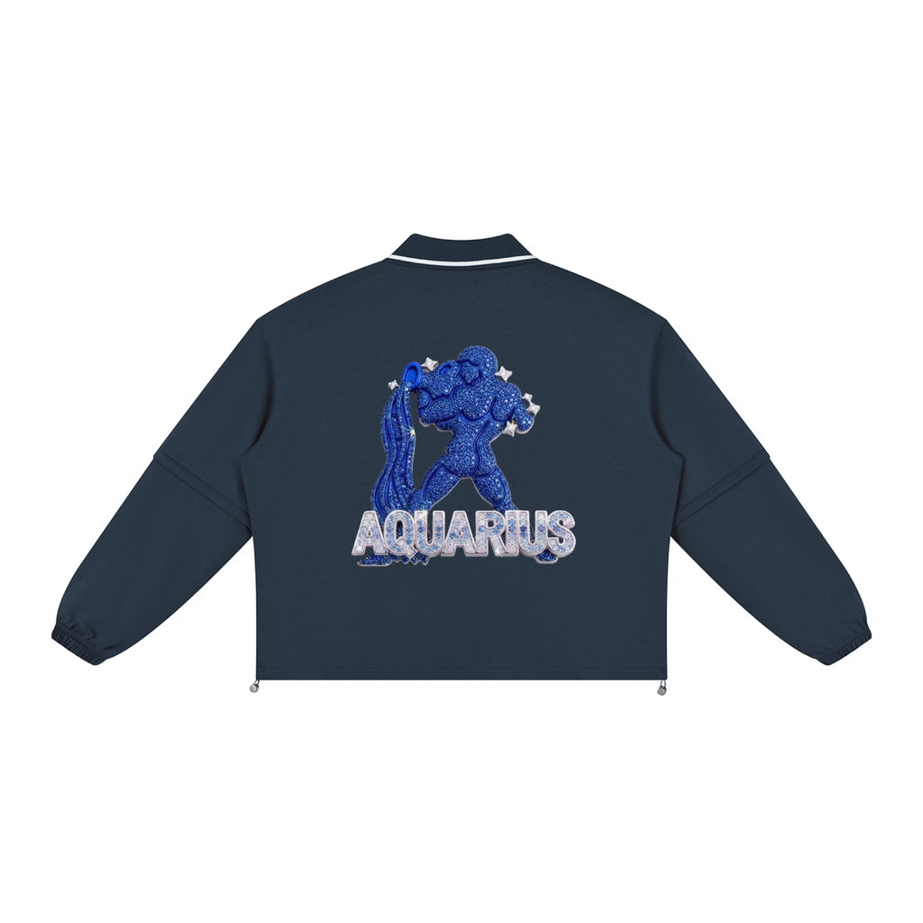 Aquarius Unisex Boxy Collared Detachable Sweatshirt
