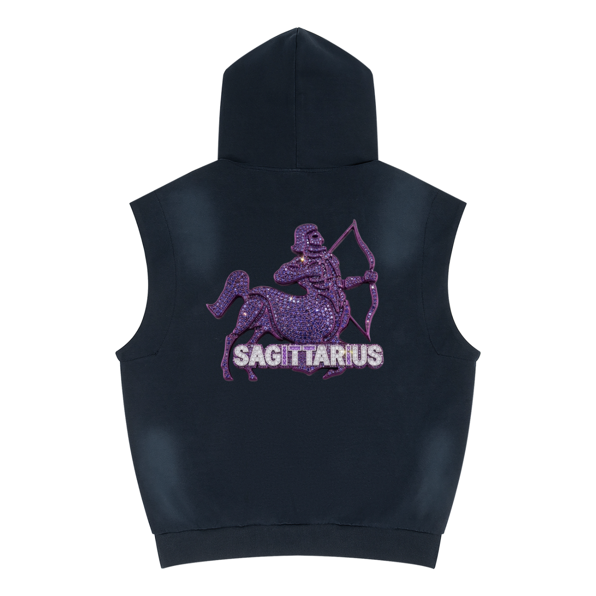 Sagittarius Unisex Vintage Wash Sun Fade Sleeveless Hoodie