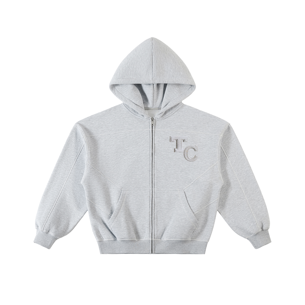 The Crew Contrast-Stitched Boxy Fleece Zip Hoodie