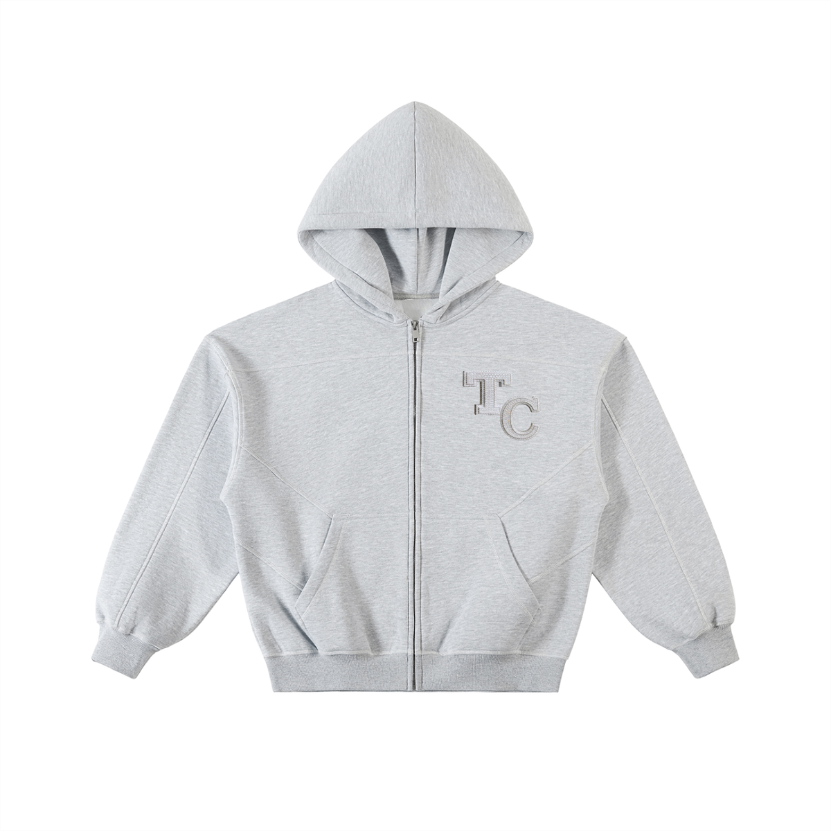 The Crew Contrast-Stitched Boxy Fleece Zip Hoodie