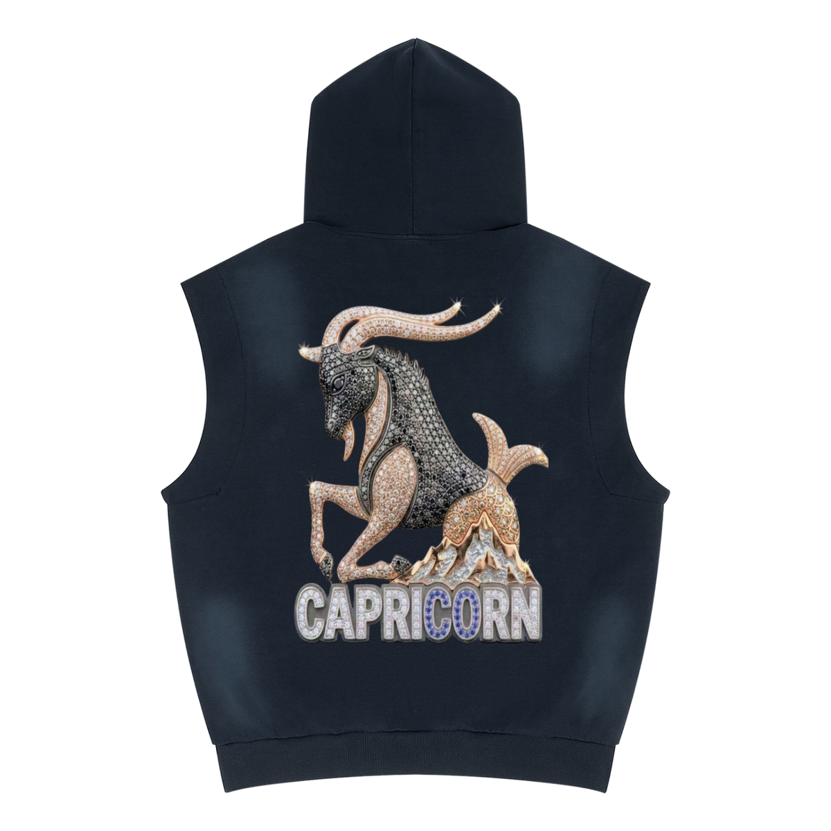Capricorn Unisex Vintage Wash Sun Fade Sleeveless Hoodie