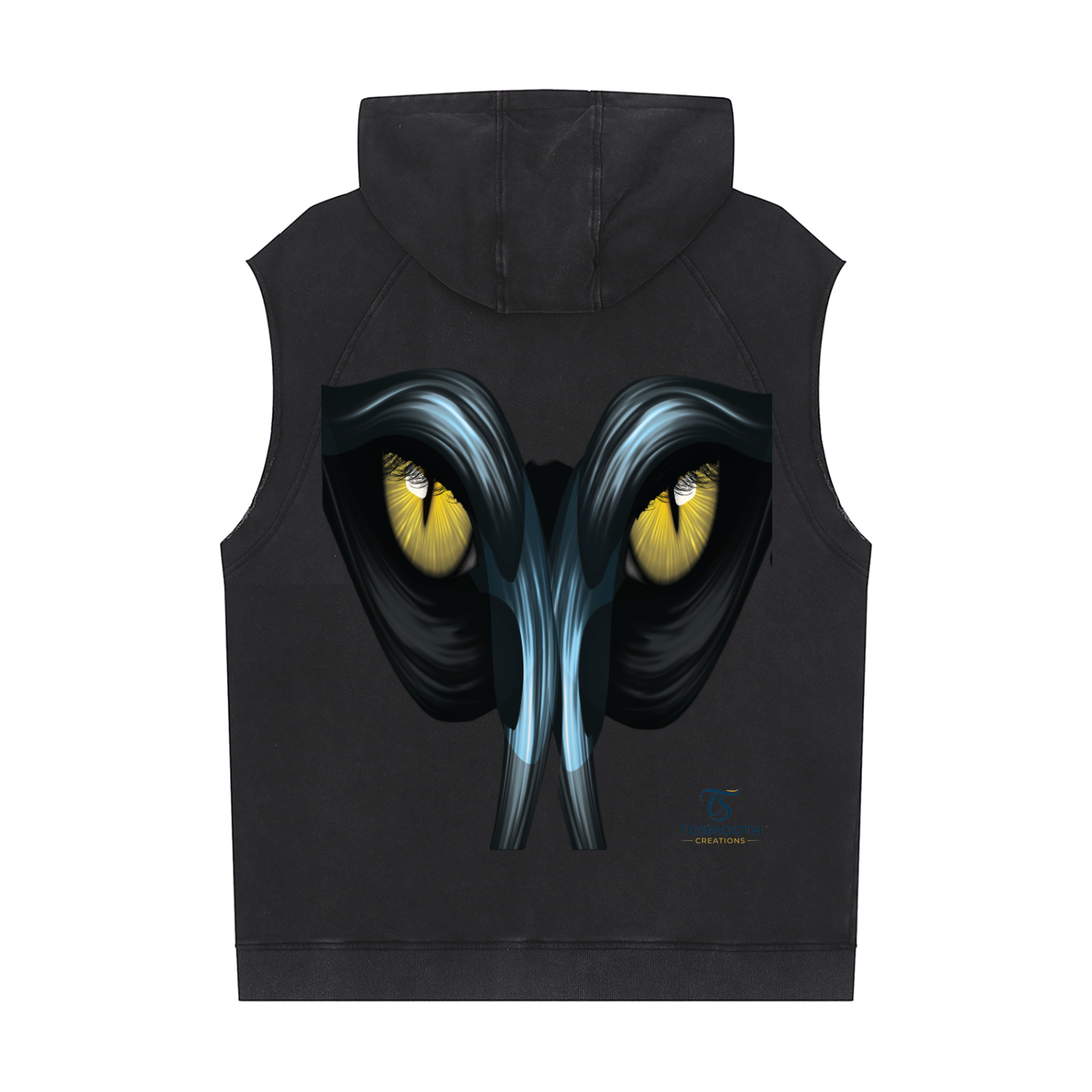 Tosmooth Creations Black/Yellow Snow Washed Sleeveless Hoodie
