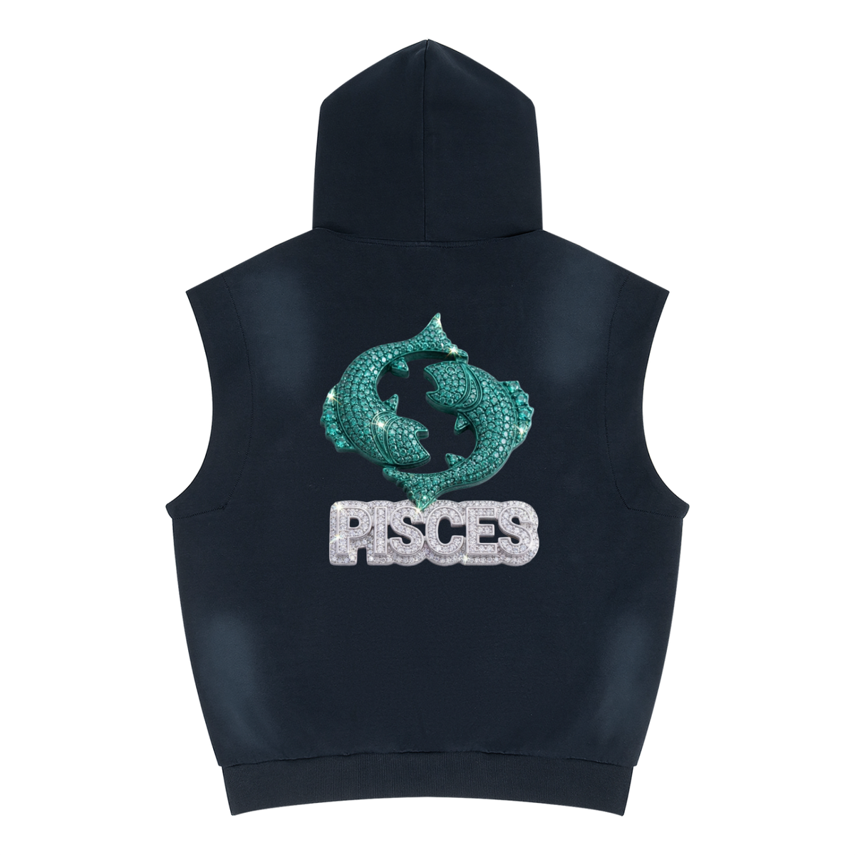 Pisces Unisex Vintage Wash Sun Fade Sleeveless Hoodie