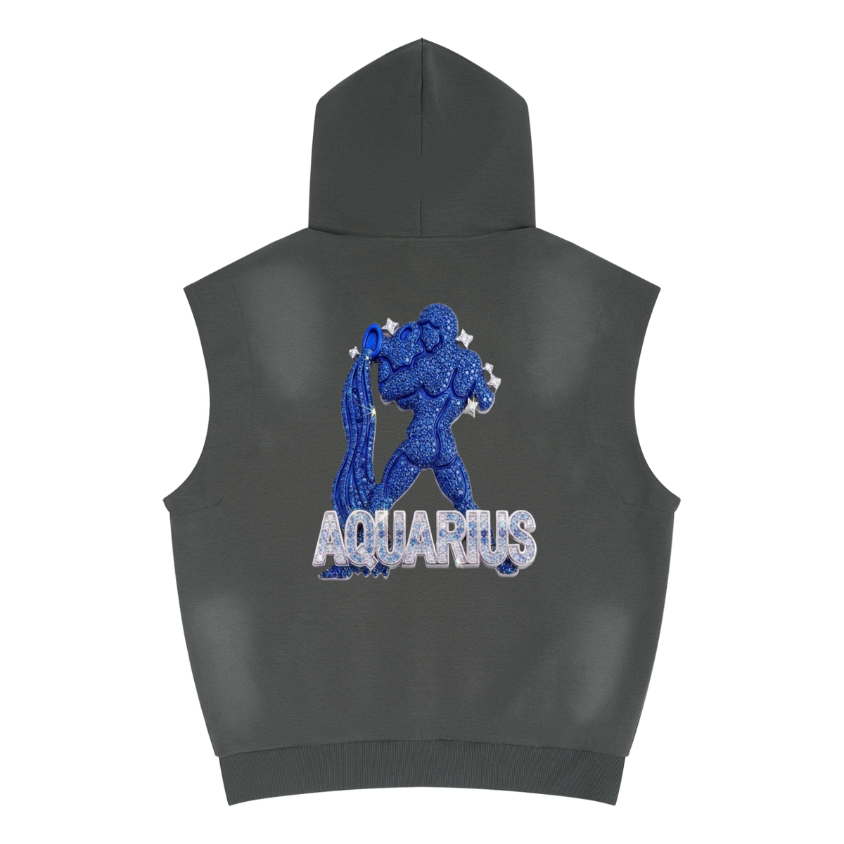 Aquarius Unisex Vintage Wash Sun Fade Sleeveless Hoodie
