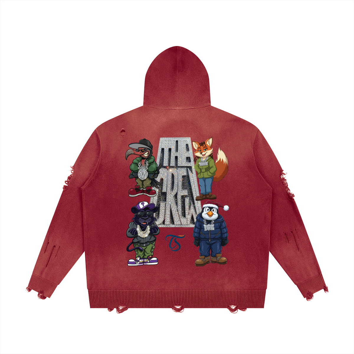 The Crew Unisex Distressed Full Zip Sweater