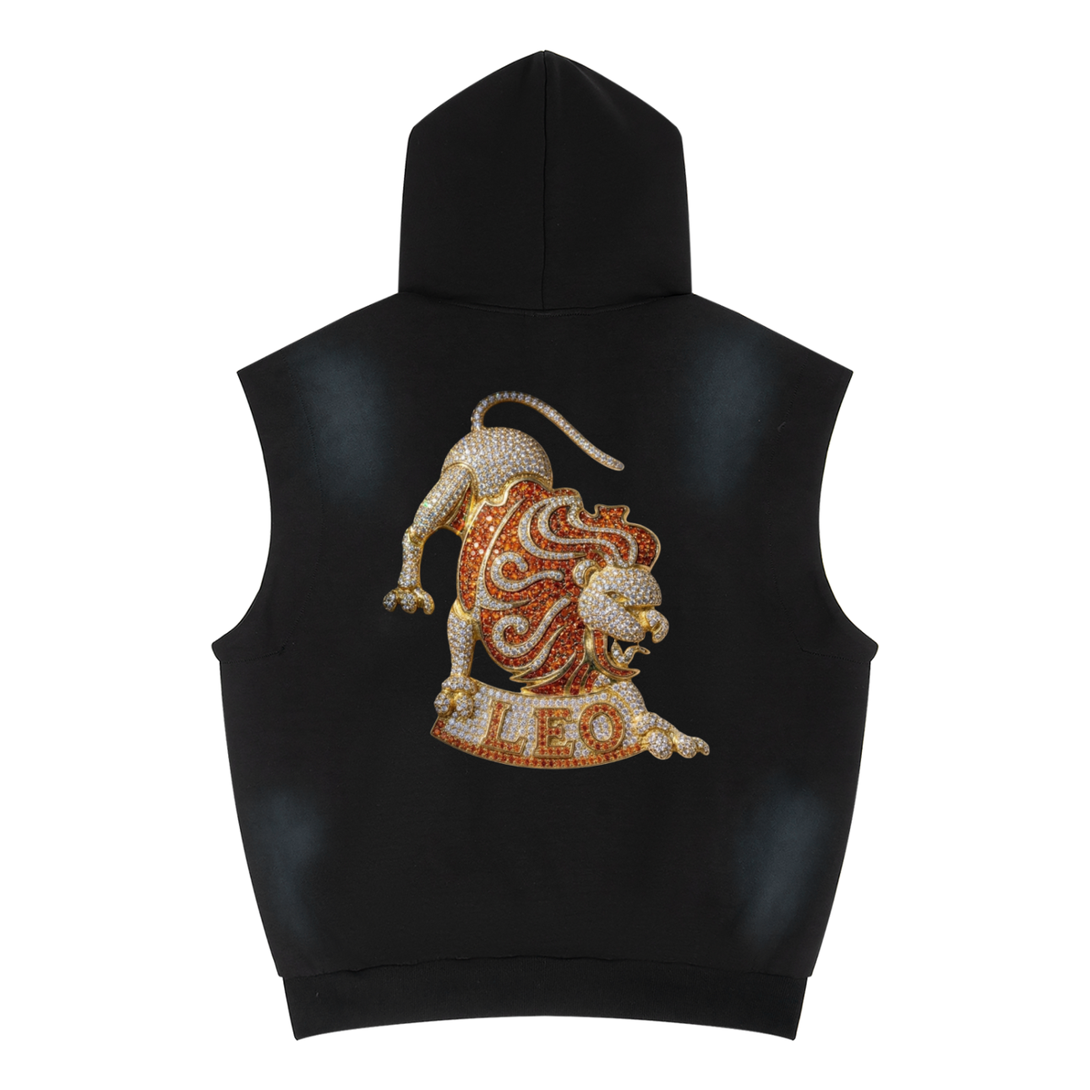 Leo Unisex Vintage Wash Sun Fade Sleeveless Hoodie