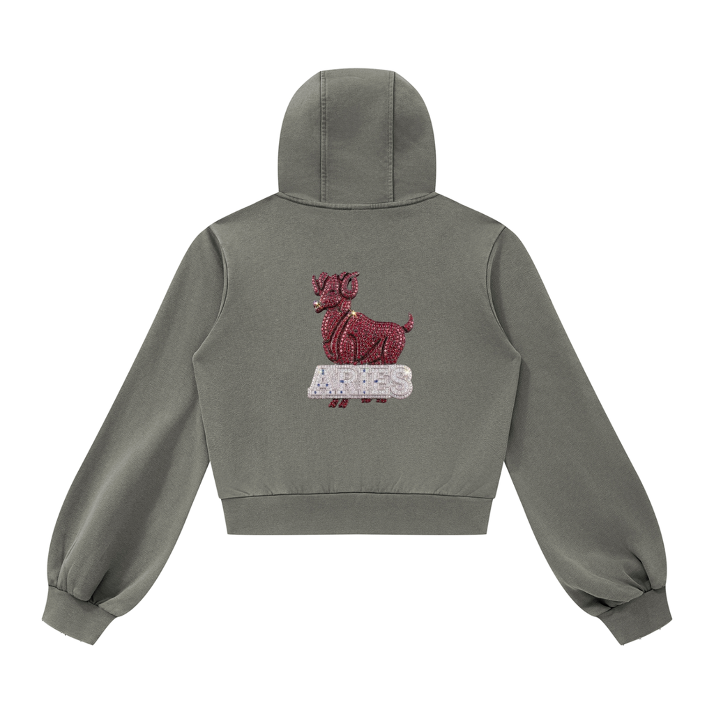 Aries Vintage Wash Full Zip Hoodie