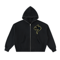 Tosmooth Creations Black/Yellow Fleeced Full-Zip Boxy Hoodie
