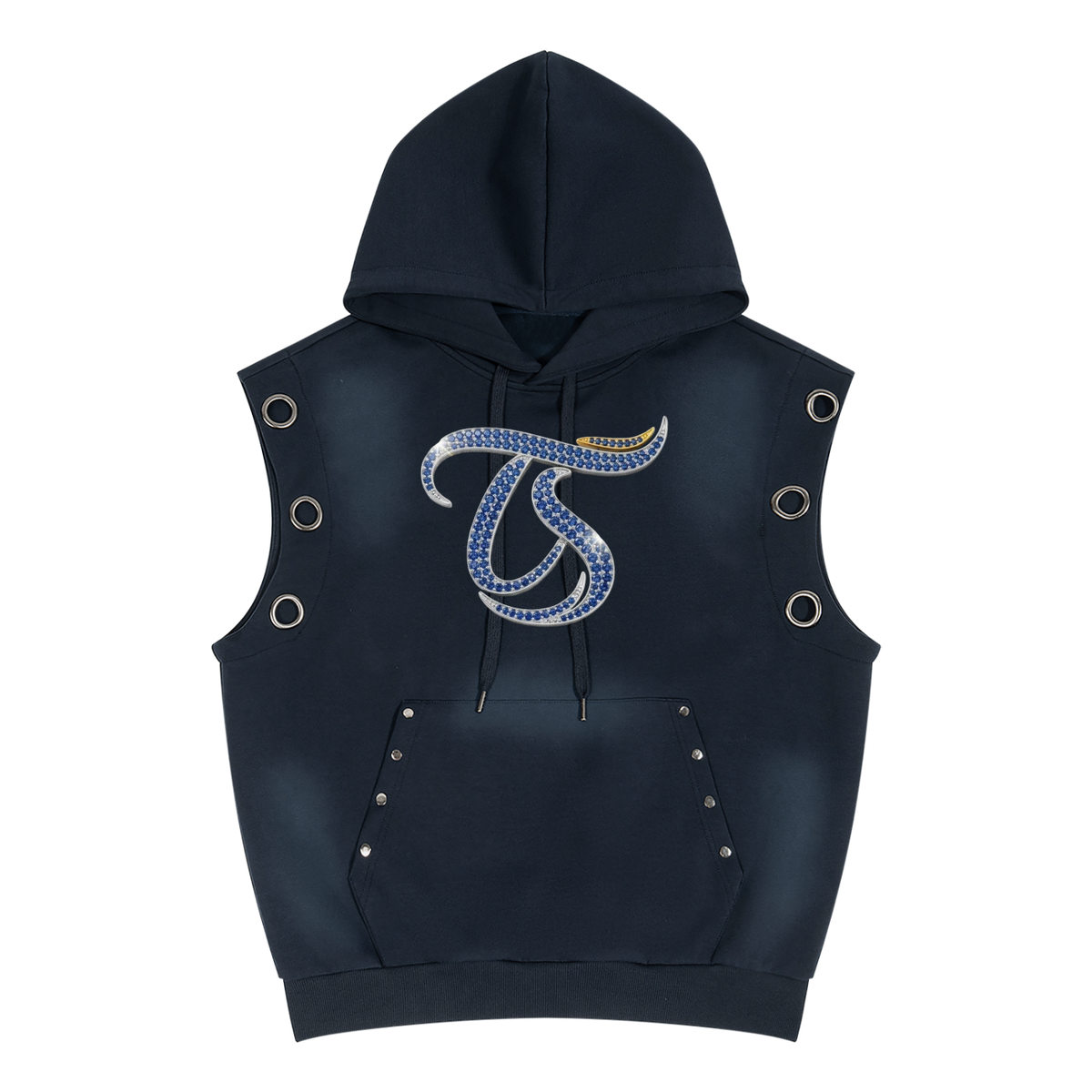 Aries Unisex Vintage Wash Sun Fade Sleeveless Hoodie