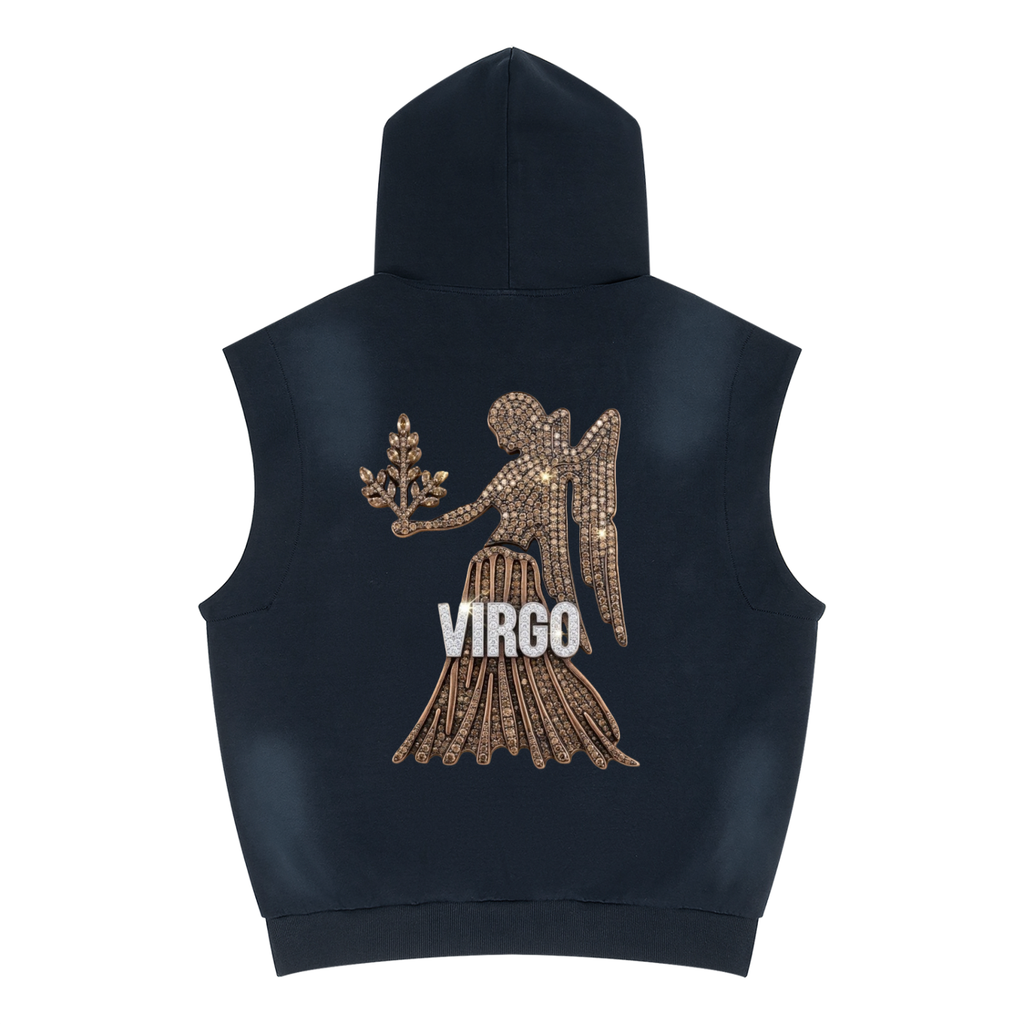 Virgo Unisex Vintage Wash Sun Fade Sleeveless Hoodie