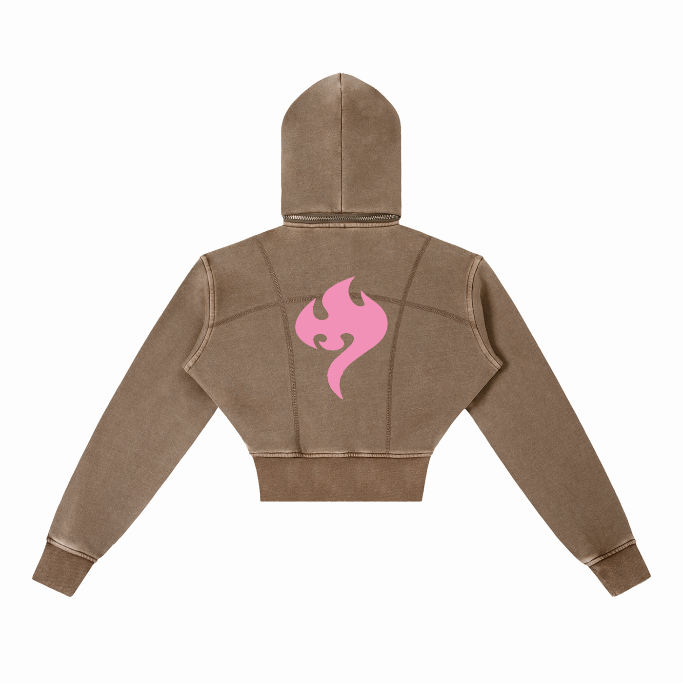Pink Vintage Washed Cropped Fleece Hoodie