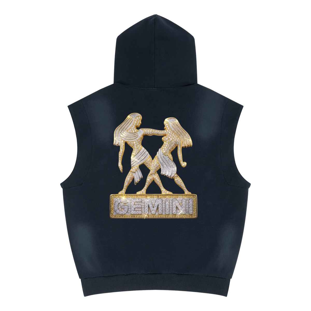 Gemini Unisex Vintage Wash Sun Fade Sleeveless Hoodie