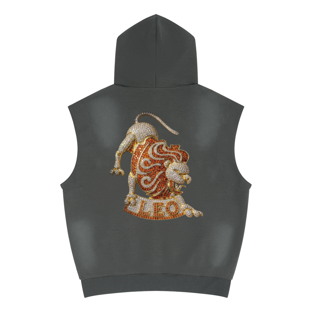 Leo Unisex Vintage Wash Sun Fade Sleeveless Hoodie