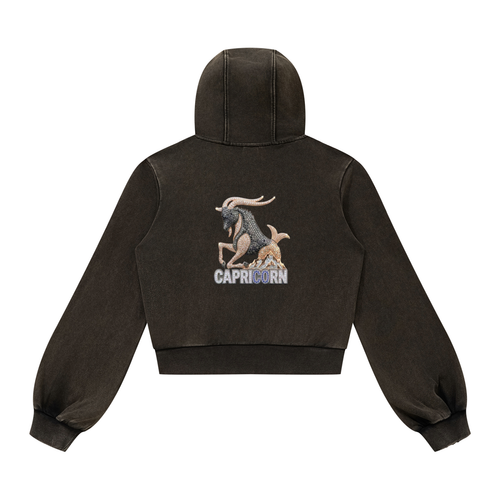 Capricorn Vintage Wash Full Zip Hoodie