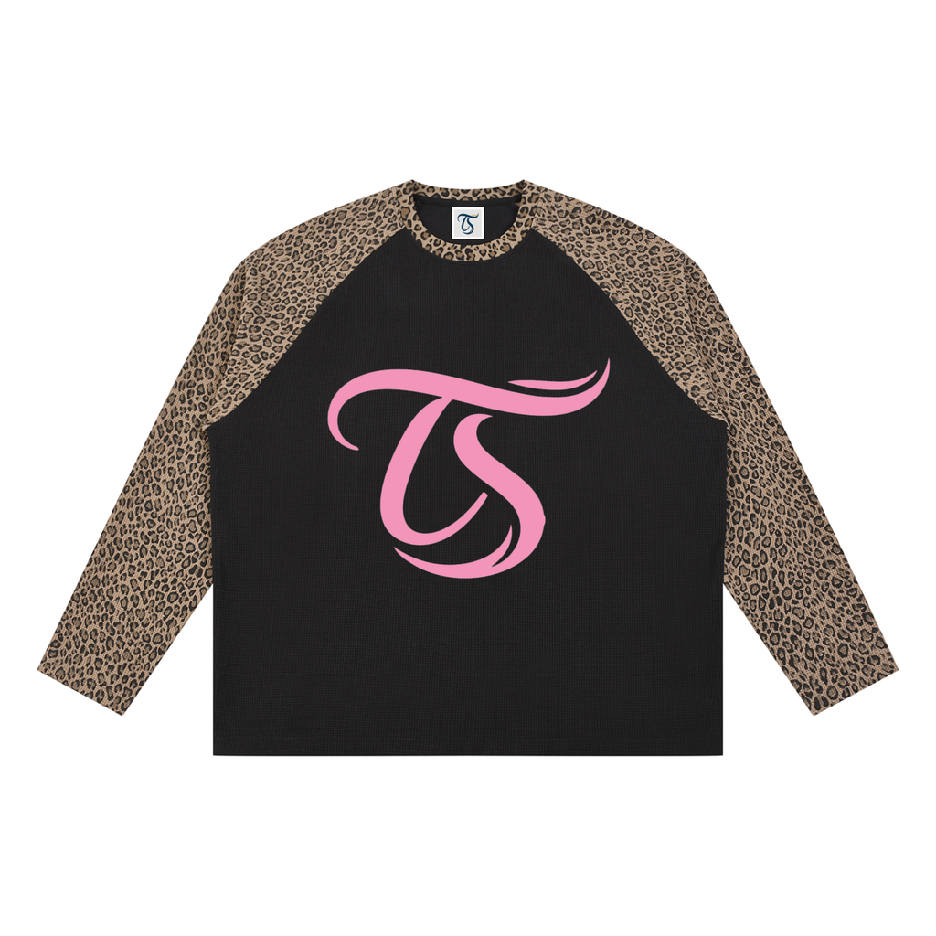 Unisex Leopard Panel Raglan Sleeve T-Shirt
