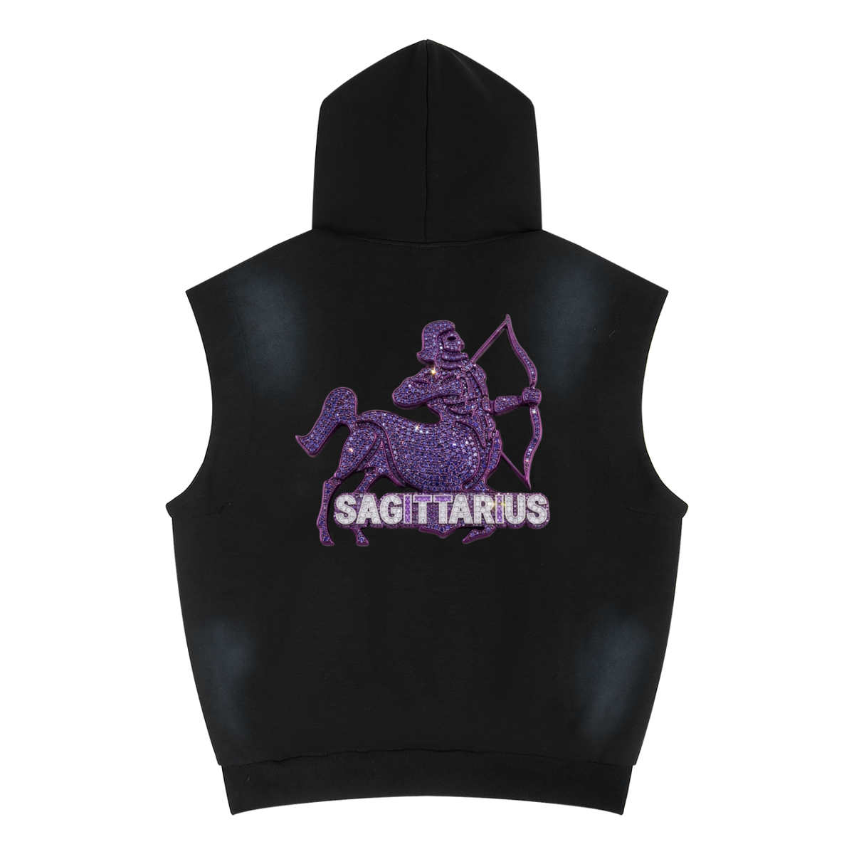 Sagittarius Unisex Vintage Wash Sun Fade Sleeveless Hoodie