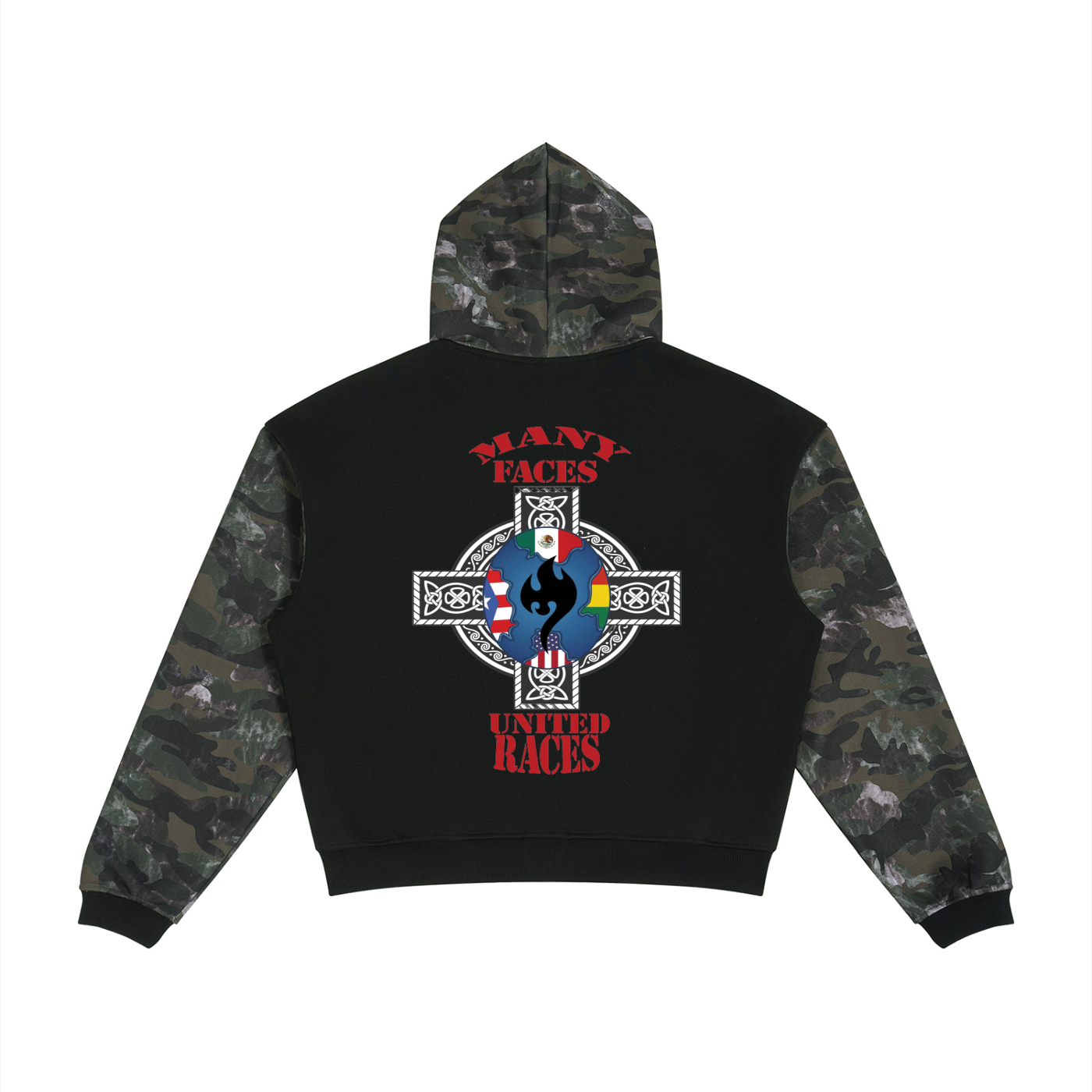 Tosmooth Creations Unisex Color block Camo Full Zip Boxy Hoodie