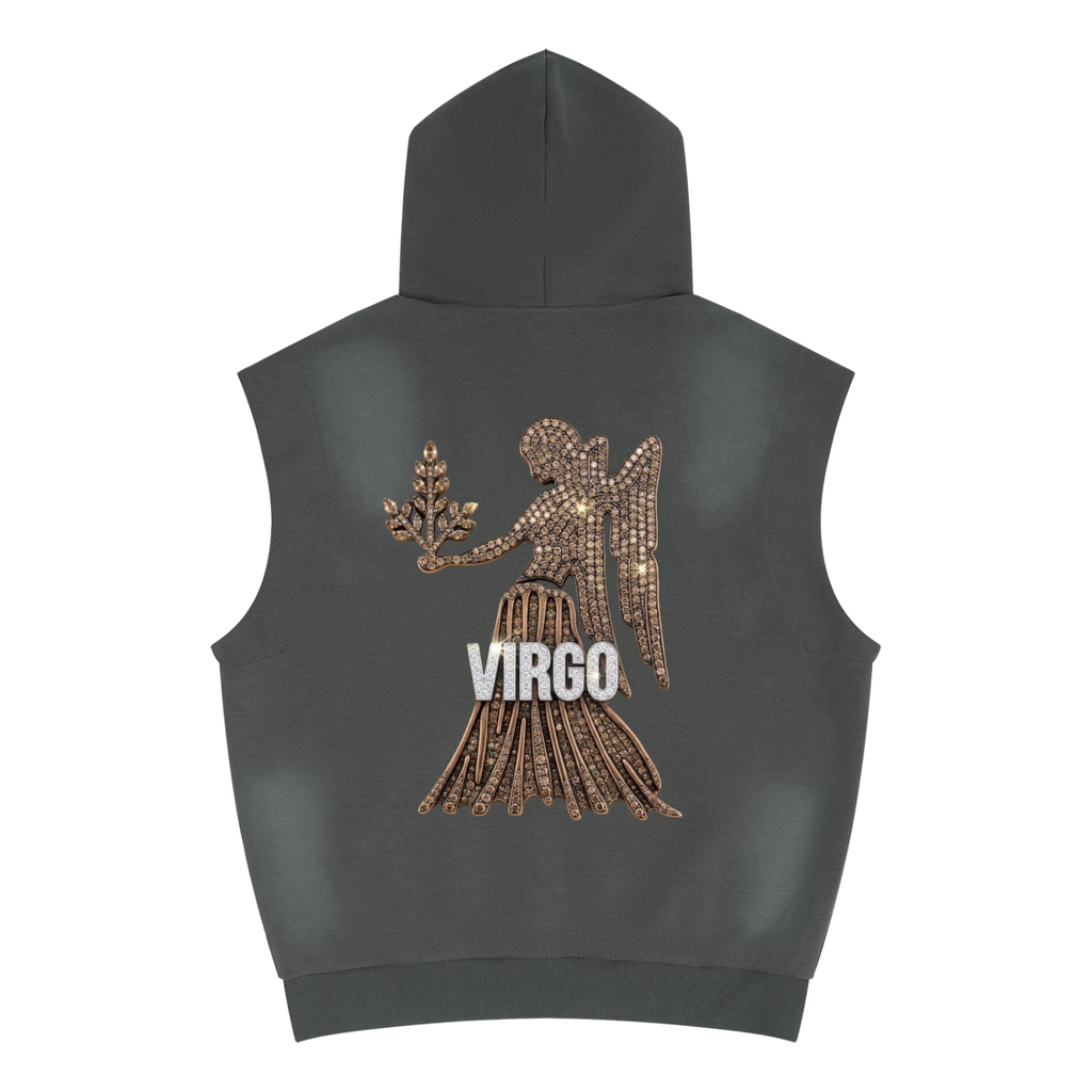 Virgo Unisex Vintage Wash Sun Fade Sleeveless Hoodie