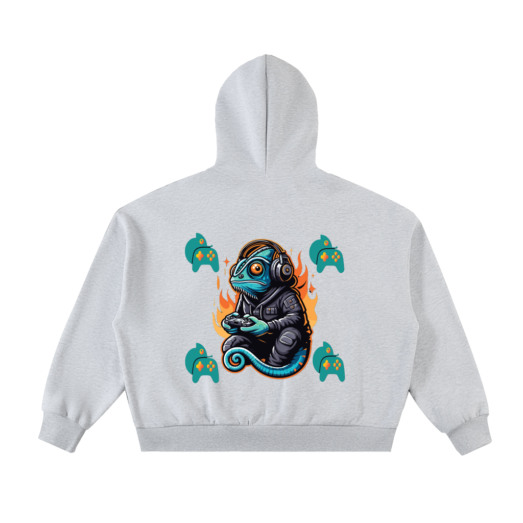 Fleeced Full-Zip Boxy Hoodie