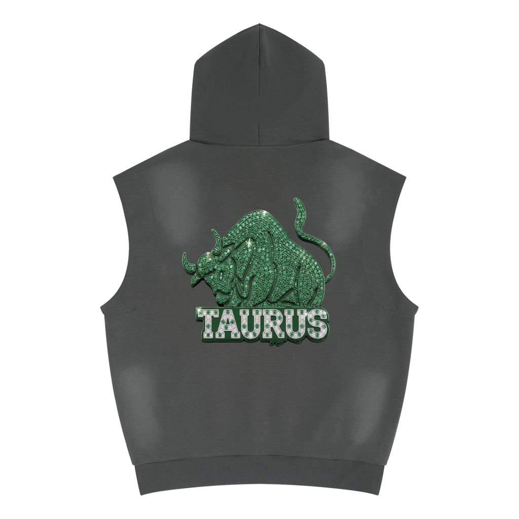 Taurus Unisex Vintage Wash Sun Fade Sleeveless Hoodie