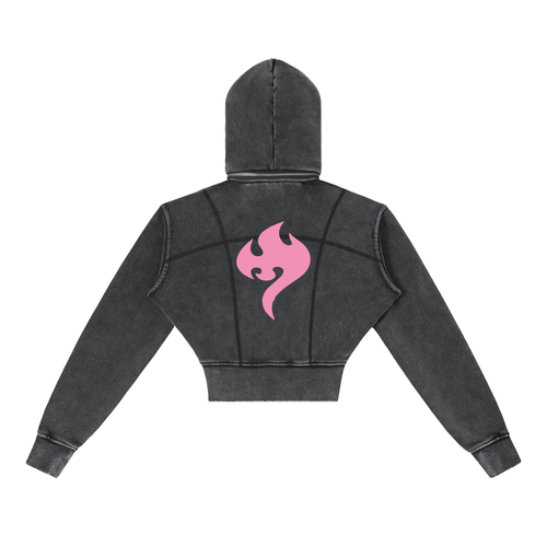 Pink Vintage Washed Cropped Fleece Hoodie