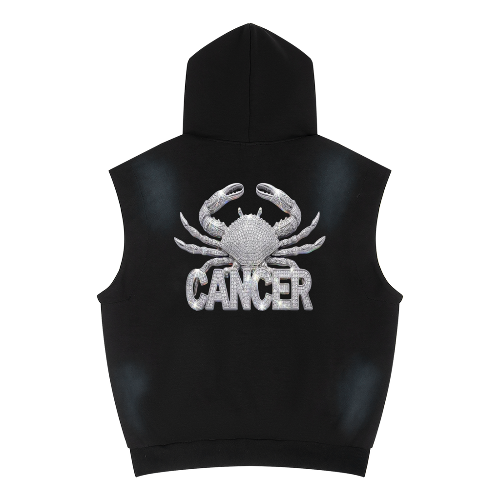 Cancer Unisex Vintage Wash Sun Fade Sleeveless Hoodie