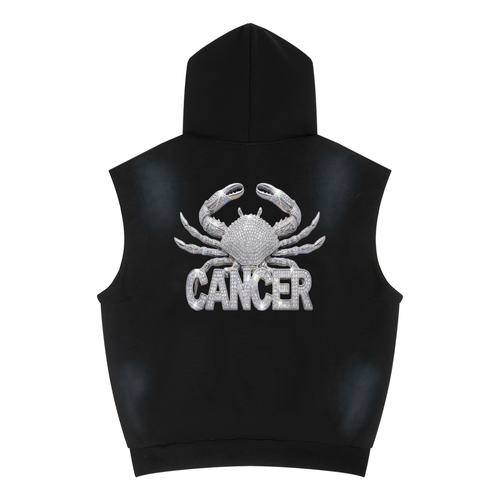 Cancer Unisex Vintage Wash Sun Fade Sleeveless Hoodie