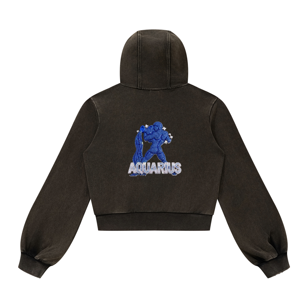 Aquarius Vintage Wash Full Zip Hoodie
