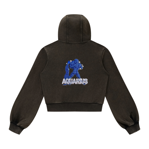 Aquarius Vintage Wash Full Zip Hoodie