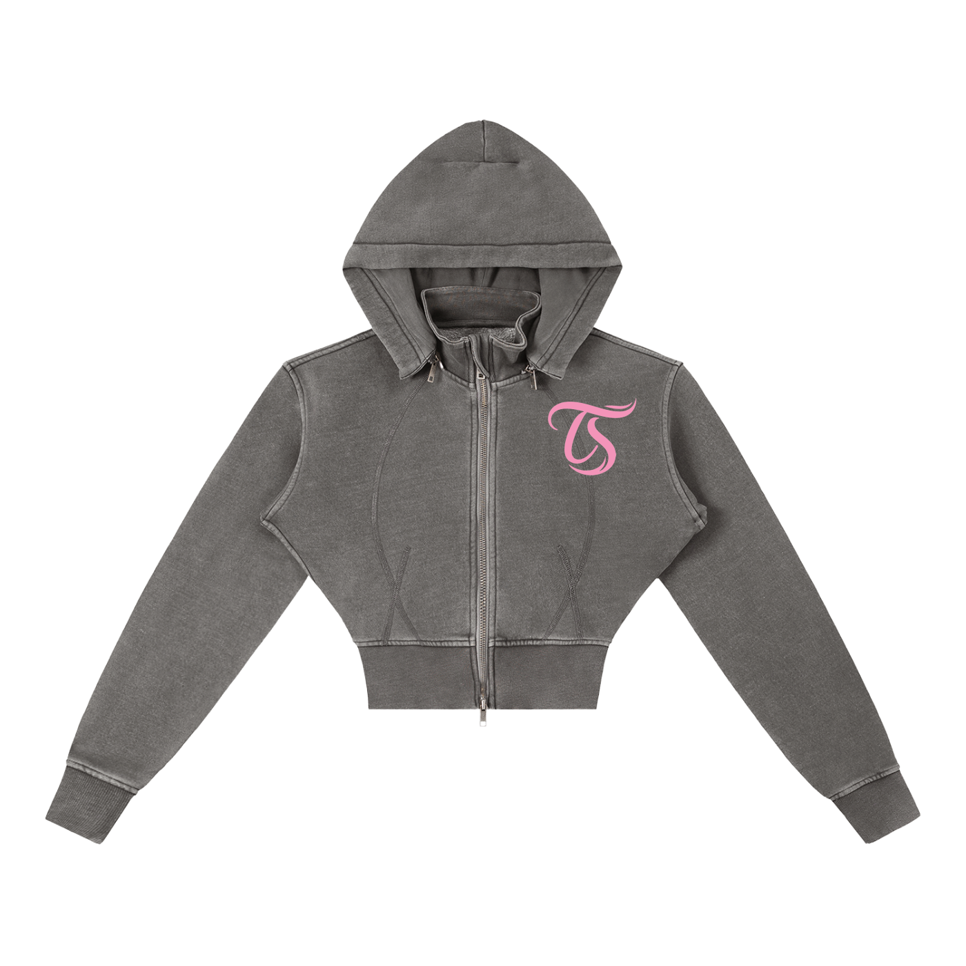 Pink Vintage Washed Cropped Fleece Hoodie
